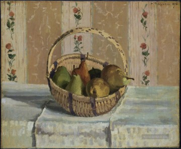 Camille Pissarro Werke - Äpfeln und Birnen in einem runden Korb 1872 Camille Pissarro